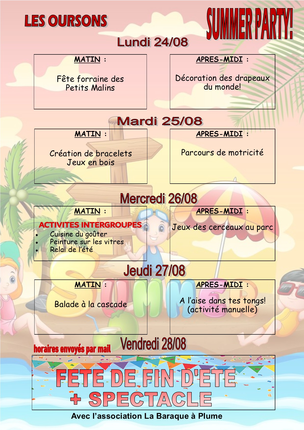 VACANCES ETE 2026 oursons